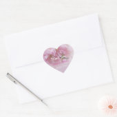 可愛らしいピンクの桜の春の結婚式の引出物 ハートシール (封筒)