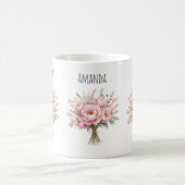 可愛らしいピンクの芍薬の花束 コーヒーマグカップ (中央)