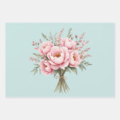 可愛らしいピンクの芍薬の花束 ラッピングペーパーシート (正面3)