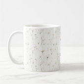 可愛らしいピンクの花と蝶々 コーヒーマグカップ (左)