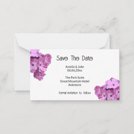 可愛らしいピンクの花のデザインのSave the dateカード ノートカード