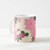 可愛らしいピンクの花柄 コーヒーマグカップ (正面左)