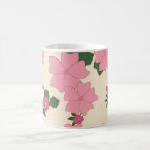 可愛らしいピンクの花柄 コーヒーマグカップ (中央)