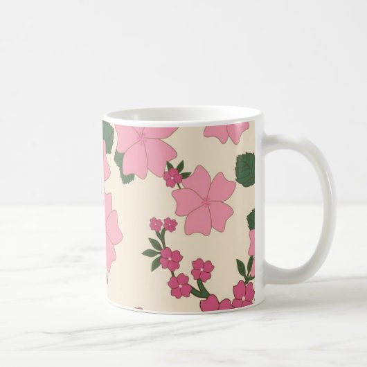 可愛らしいピンクの花柄 コーヒーマグカップ (右)