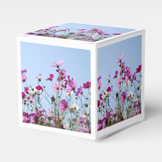 可愛らしいピンクの草原の花 フェイバーボックス (正面サイド)
