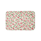 可愛らしいピンクの薔薇の花模様 バスマット (正面)