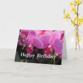 可愛らしいピンクの蘭の花。誕生日のお祝いに カード (黄色い花)