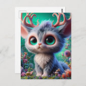 可愛らしいフワフワのジャッカロープの生き物 ポストカード (正面/裏面)