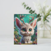 可愛らしいフワフワのジャッカロープ ポストカード (スタンド正面)