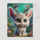 可愛らしいフワフワのジャッカロープ ポストカード (正面)