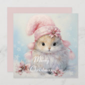 可愛らしいフワフワのバニークリスマスカード シーズンカード (正面/裏面)