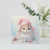 可愛らしいフワフワのバニークリスマスカード シーズンカード (スタンド正面)