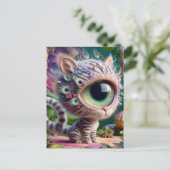 可愛らしいフワフワのワンアイドニット ポストカード (スタンド正面)