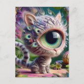 可愛らしいフワフワのワンアイドニット ポストカード (正面)