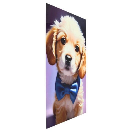 可愛らしいフワフワの子犬wかわいいブルーボウタイポートレート メタルプリント (3/4)