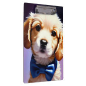 可愛らしいフワフワの子犬w可愛いブルーボウタイ クリップボード (右)