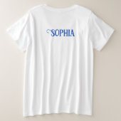 可愛らしいフワフワの子犬w可愛いブルーボウタイ プラスサイズTシャツ (デザイン裏面)