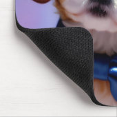 可愛らしいフワフワの子犬w可愛いブルーボウタイ マウスパッド (コーナー)