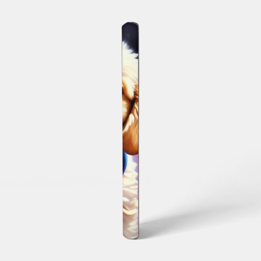 可愛らしいフワフワの子犬w可愛いブルーボウタイ samsung galaxyケース (左側面)