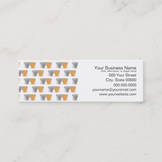 可愛らしいフワフワ子猫イラストレーションキャットアート スキニー名刺 (正面)