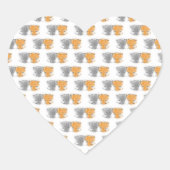 可愛らしいフワフワ子猫イラストレーションキャットアート ハートシール (正面)