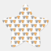 可愛らしいフワフワ子猫イラストレーションキャットアート 星シール (正面)