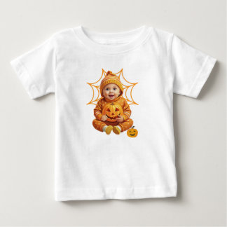 可愛らしいベビーカボチャのハロウィーン用コーディネート ベビーTシャツ