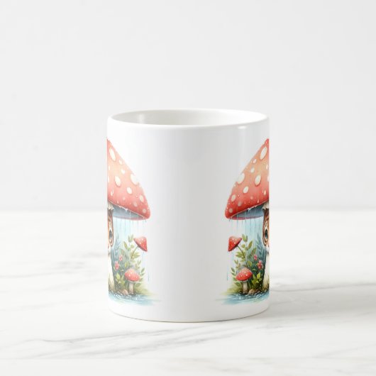 可愛らしいベビータイガーカッブアンダーマッシュルーム傘 コーヒーマグカップ (中央)