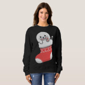 可愛らしいベビーハープのシールがクリスマスストアでアップ スウェットシャツ (正面フル)