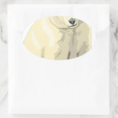 可愛らしいホッキョクグマ 楕円形シール (バッグ)