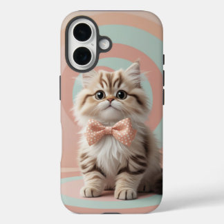 可愛らしいボウタイオンソフトパステル猫 iPhone 16ケース
