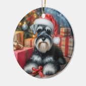 可愛らしいミニチュアシュナウザードッグクリスマス セラミックオーナメント (左)