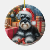 可愛らしいミニチュアシュナウザードッグクリスマス セラミックオーナメント (裏面)