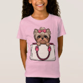 可愛らしいヨークシャー・テリアがハンドバッグに Tシャツ (正面)