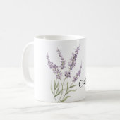 可愛らしいラベンダーの花 コーヒーマグカップ (正面左)