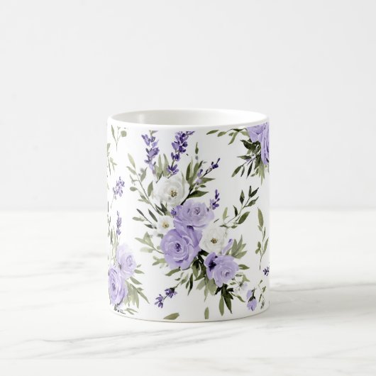 可愛らしいラベンダーの花 コーヒーマグカップ (中央)