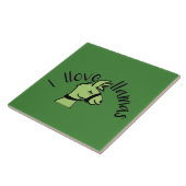 可愛らしいラマラブIラブラマグリーン タイル (側面)