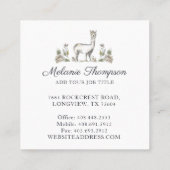 可愛らしいラマ水彩画フローラ スクエア名刺 (裏面)