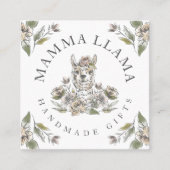 可愛らしいラマ水彩画フローラ スクエア名刺 (正面)