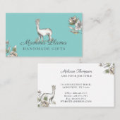 可愛らしいラマ水彩画フローラ 名刺 (正面/裏面)