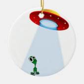 可愛らしいリトルエイリアン&ソー飛んでいるサー セラミックオーナメント (正面)