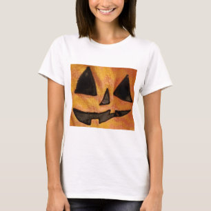 可愛らしい傾斜のジャッキOランタンTシャツ Tシャツ