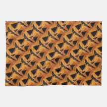 可愛らしい傾斜スマイルジャッキOランタンキッチンタオル