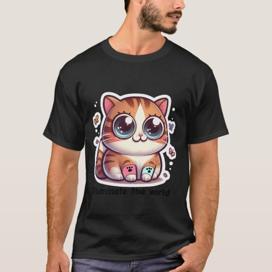 可愛らしい可愛らしい猫シール Tシャツ (正面)