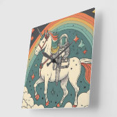 可愛らしい子供用時計レトロ宇宙テーマ スクエア壁時計 (傾斜)