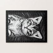 可愛らしい子猫の白黒ストライプ ジグソーパズル (横)