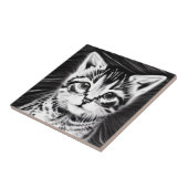 可愛らしい子猫の白黒ストライプ タイル (側面)