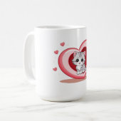 可愛らしい子猫をハートマグで コーヒーマグカップ (正面左)