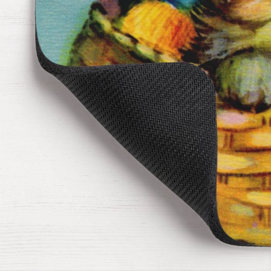 可愛らしい子猫を編み物 マウスパッド (コーナー)