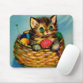 可愛らしい子猫を編み物 マウスパッド (マウス)